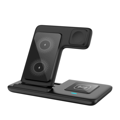 hot selling multifunctional wireless charger 15w 3 in 1 foldable fast charging for desktop earbuds phone wristwatch charging