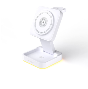 multi function foldable wireless 3 in 1 charging station magnetic phone chargers for smart watch earphone phone with led light