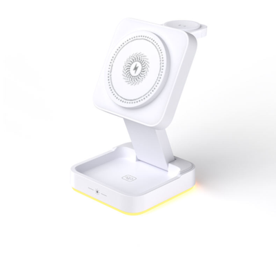 multi function foldable wireless 3 in 1 charging station magnetic phone chargers for smart watch earphone phone with led light
