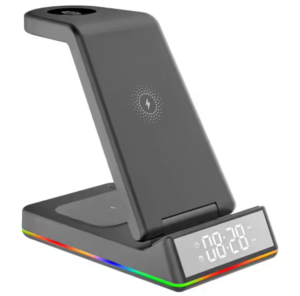 5 in 1 portable magnetic wireless charger multi function fast phone chargers with electronic clock for phones smart watches