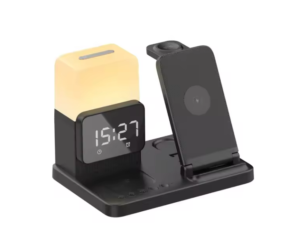 multifunctional clock smart display alarm clock wireless charger stand with lamp led light 6 in 1 wireless charger