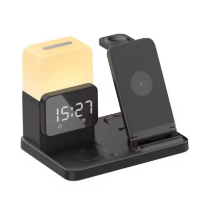 multifunctional clock smart display alarm clock wireless charger stand with lamp led light 6 in 1 wireless charger