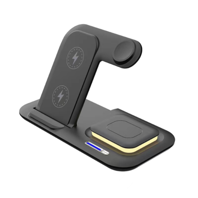 2024 new 15w pd magnetic 3 in 1 wireless charger foldable type c charging station pad fireproof material smart watch/earphone