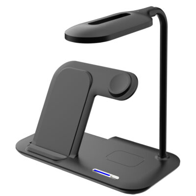 2025 high quality 15w 3 in 1 wireless charger foldable charging station with led desk light phone charger