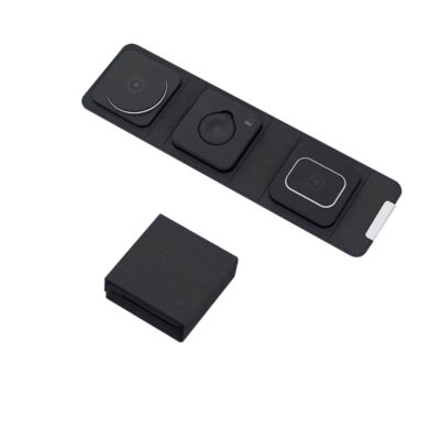 new foldable 15w wireless phone chargers twill pu leather for mobile phone/earphone/watch 3 in 1 wireless charger